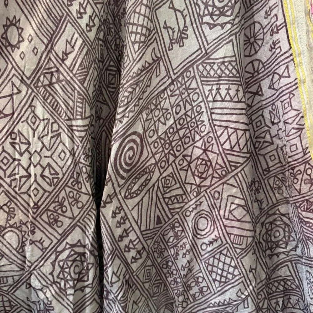 Boho Reversible Wrap Skirt Silk Purple Pink Tie Hippie Indie Fairy Layered - Picture 9 of 12